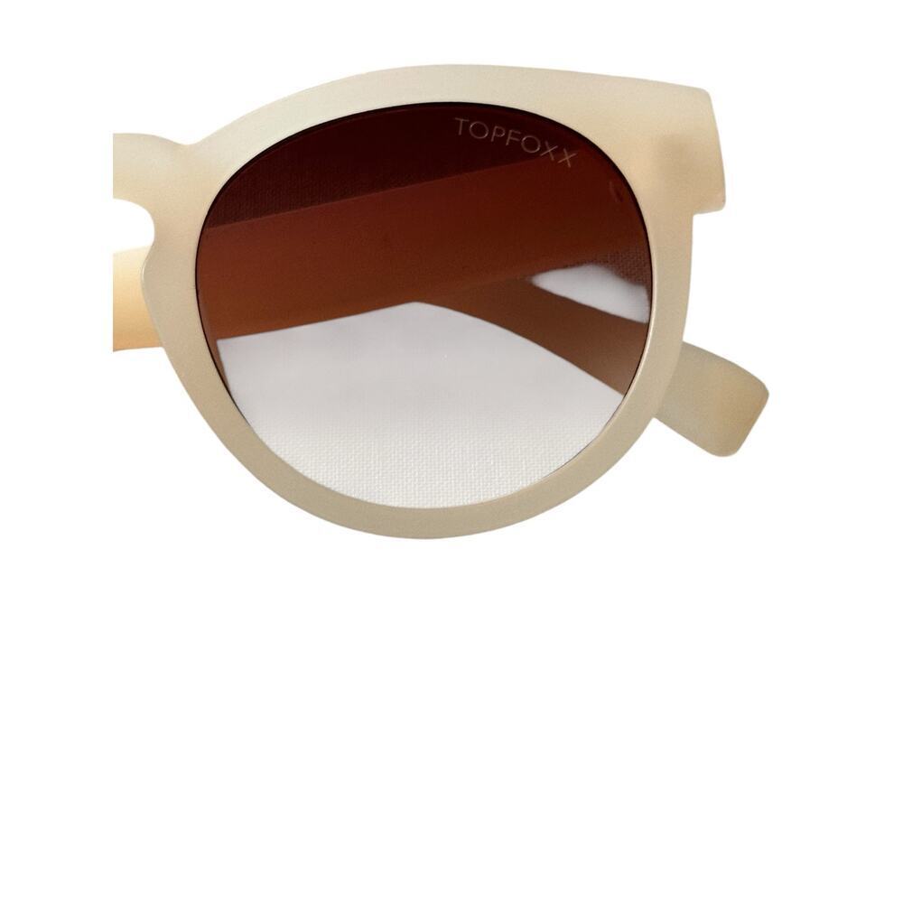 TOPFOXX Women's Beige CHELSEA Brown Lens Round Gradient Sunglasses - Picture 9 of 10